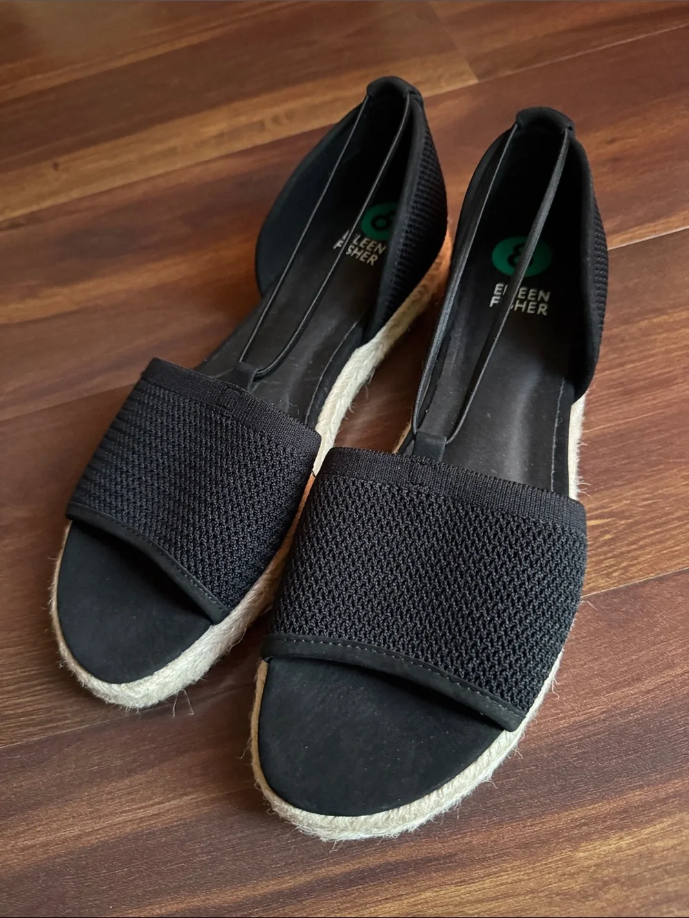 EILEEN FISHER Black Espadrilles Size 8